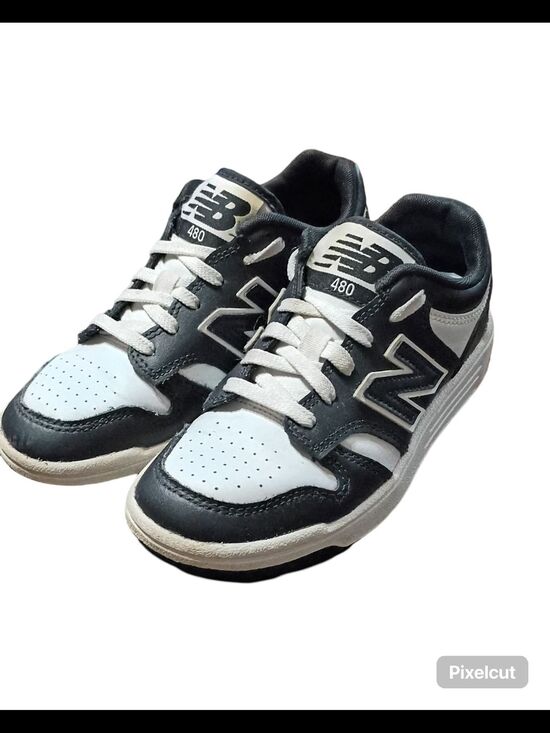 New Balance Other - New Balance 480 Leather Sneakers in Black & White | Size 1 Youth